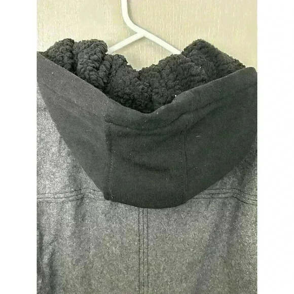 Men’s Wool Blend BKE Grey Pea Coat Slim Fit Medium W/Removable Hood. Heavy, Warm - Picture 6 of 16